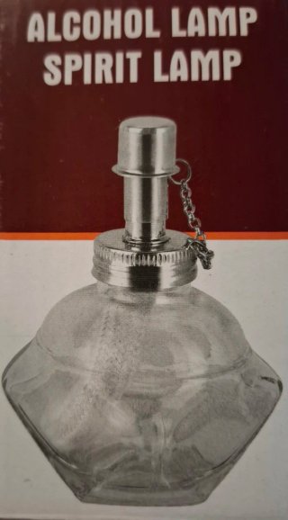 Lamparilla de alcohol de cristal y metal