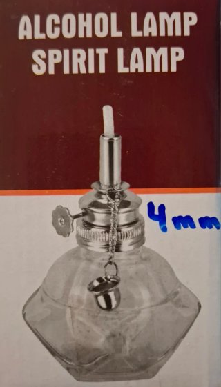 Lamparilla de alcohol de cristal y metal