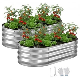 Juego de 2 camas de jardín elevadas galvanizadas,