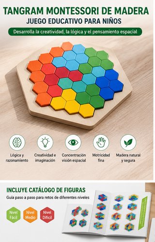 Tangram Montessori in Legno per Bambini - Gioco Educativo