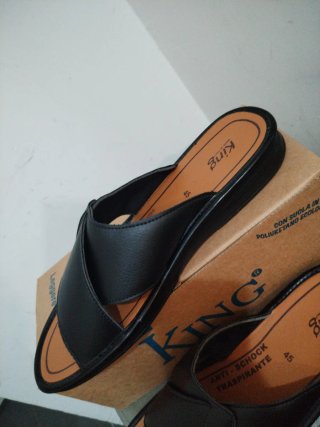 Ciabatte Uomo King N.45 Pelle Nera Marrone