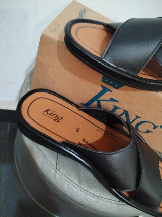 Ciabatte Uomo King N.45 Pelle Nera Marrone
