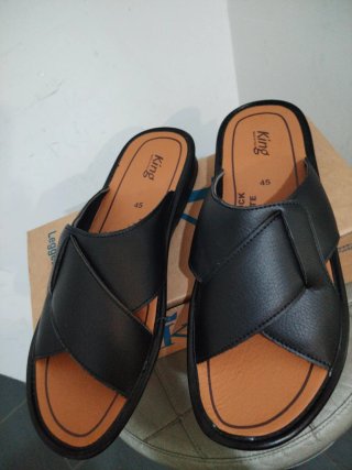 Ciabatte Uomo King N.45 Pelle Nera Marrone
