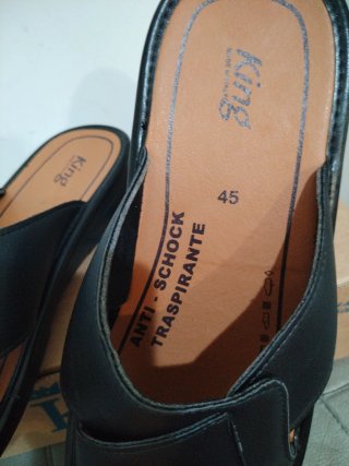 Ciabatte Uomo King N.45 Pelle Nera Marrone