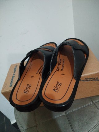 Ciabatte Uomo King N.45 Pelle Nera Marrone