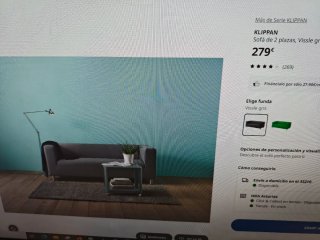Sofá KLIPPAN IKEA Gris Tela
