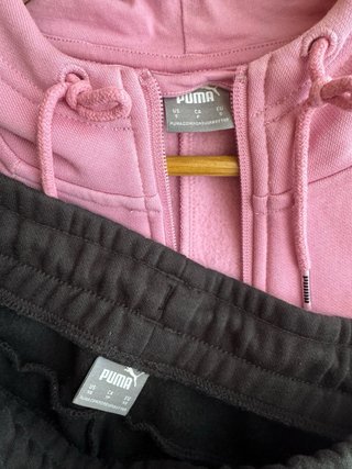 Conjunto Puma Sudadera y Pantalón Negro/Rosa