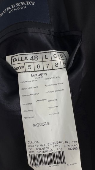 Blazer Burberry Lana Virgen Azul Marino Talla 48