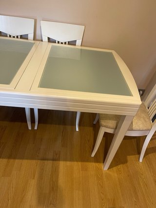 Mesa comedor blanca con 6 sillas