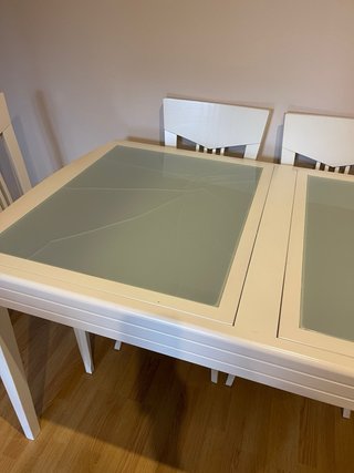 Mesa comedor blanca con 6 sillas