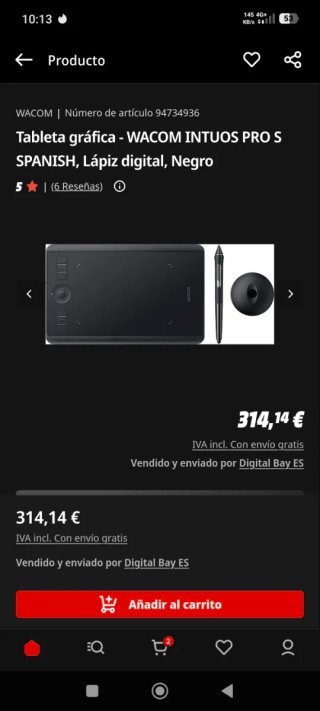 Wacom Intuos Pro M tableta gráfica