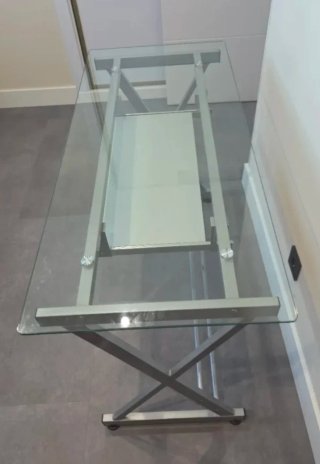 Mesa escritorio/estudio/PC vidrio templado y metal