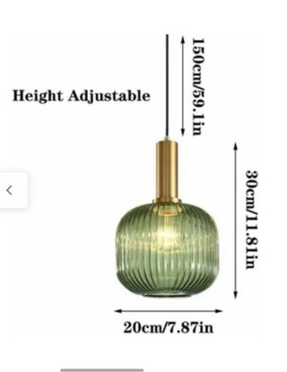 Lámpara colgante cristal verde y dorado