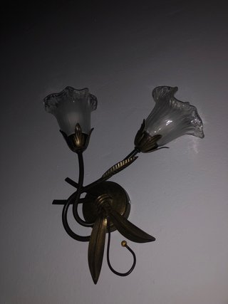 2 Apliques Forja Metal bronce y Cristal