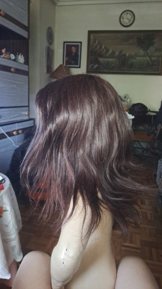 Peluca pelo natural castaño cobrizo
