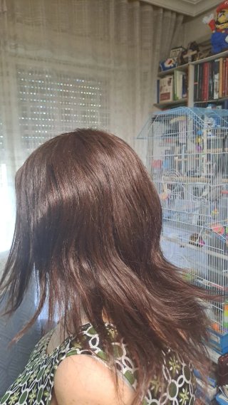 Peluca pelo natural castaño cobrizo