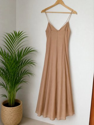 Vestido largo Zara beige