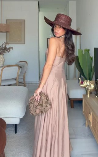 Vestido largo Zara beige