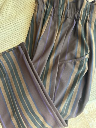 Pantalón Zara Talla XS Rayas Marrón y Morado