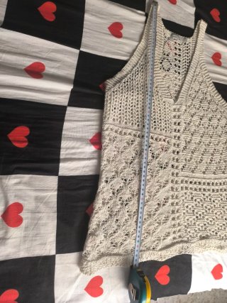 Top largo crochet beige