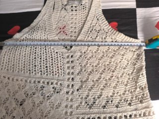 Top largo crochet beige