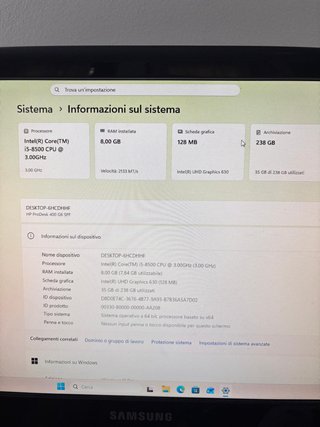 HP ProDesk i5-8500 8GB RAM 256GB NVME Win11