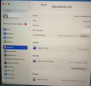 MacBook Air 15 M3 16GB/256GB