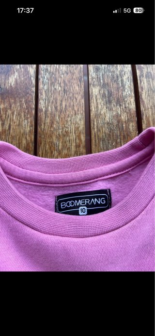 Sudadera Boomerang rosa con estampado