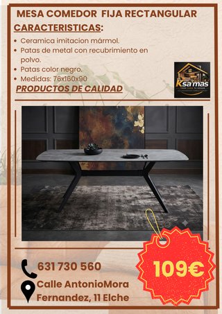 Mesa Comedor Rectangular Fija 76x160x90