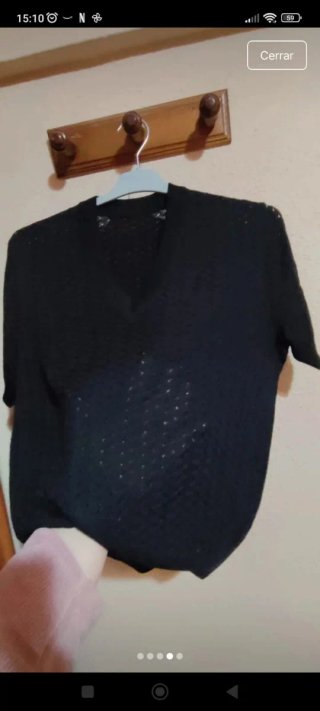 Camiseta negra V manga corta L/XL