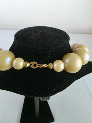 Collana perle finte vintage donna beige oro