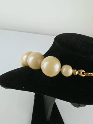 Collana perle finte vintage donna beige oro