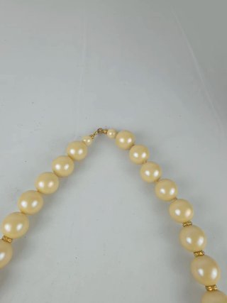 Collana perle finte vintage donna beige oro