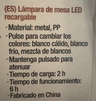 Lámpara de mesa LED recargable