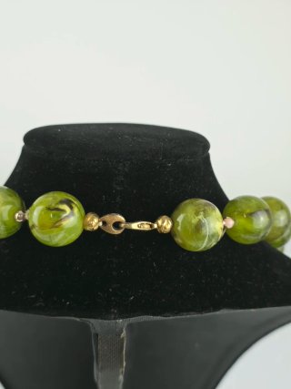 Collana donna vintage perle giada verde oro