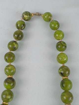 Collana donna vintage perle giada verde oro