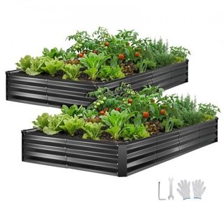 Juego de 2 camas de jardín elevadas galvanizadas,