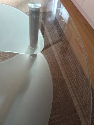 Mesa de centro cristal y metal