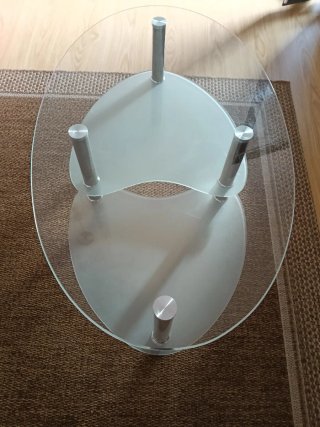 Mesa de centro cristal y metal