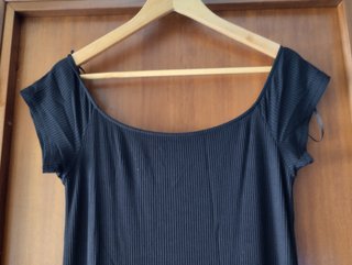 Vestido largo, maxi de H&M canalé negro