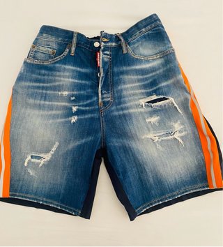 Bermuda Dsquared2 vaquera desgastada con detalles