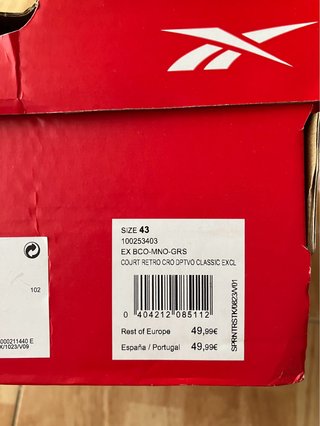 Sneakers Reebok Taglia 43