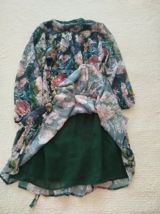 Vestido gasa estampado floral manga larga