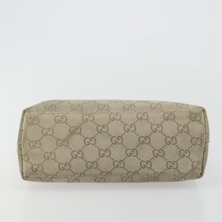 GUCCI GG Canvas Bamboo Shoulder Bag Suede Gray