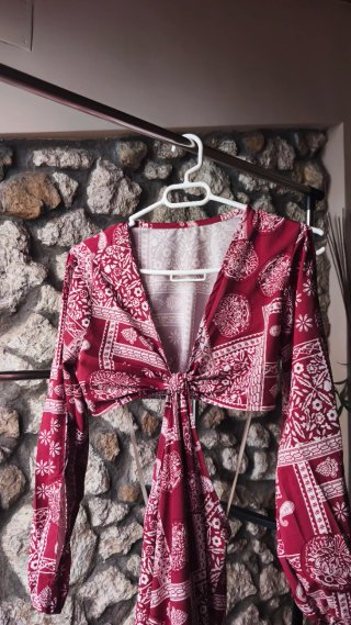 Vestido Largo Boho Cut-Out Burdeos