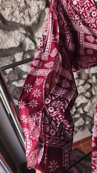 Vestido Largo Boho Cut-Out Burdeos