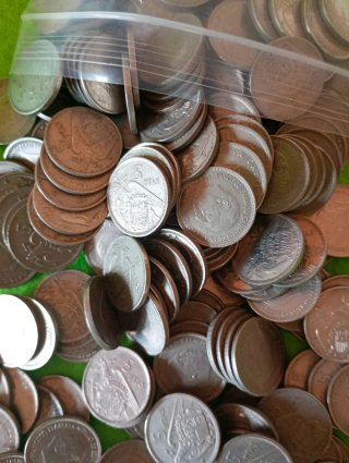 Lotto di 100 monete antiche da 5 pesetas