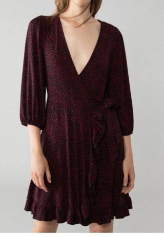 Vestido corto cruzado estampado M