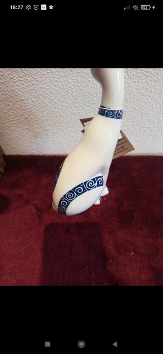 Figura Gato Blanco Cerámica Azul