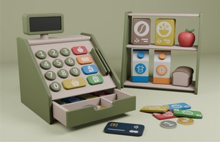 Caja registradora de juguete con accesorios